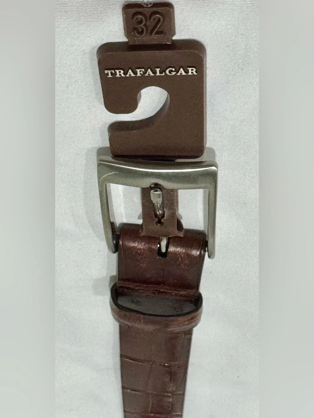 Trafalgar Brown Croc-Embossed Leather Belt with Silver Buckle